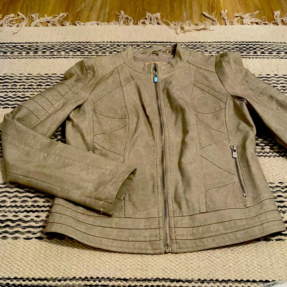 Fake leather moto jacket